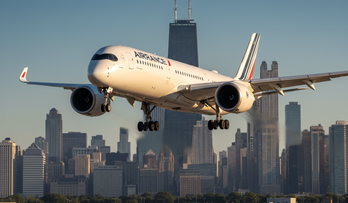 air france a350 chicago flight return