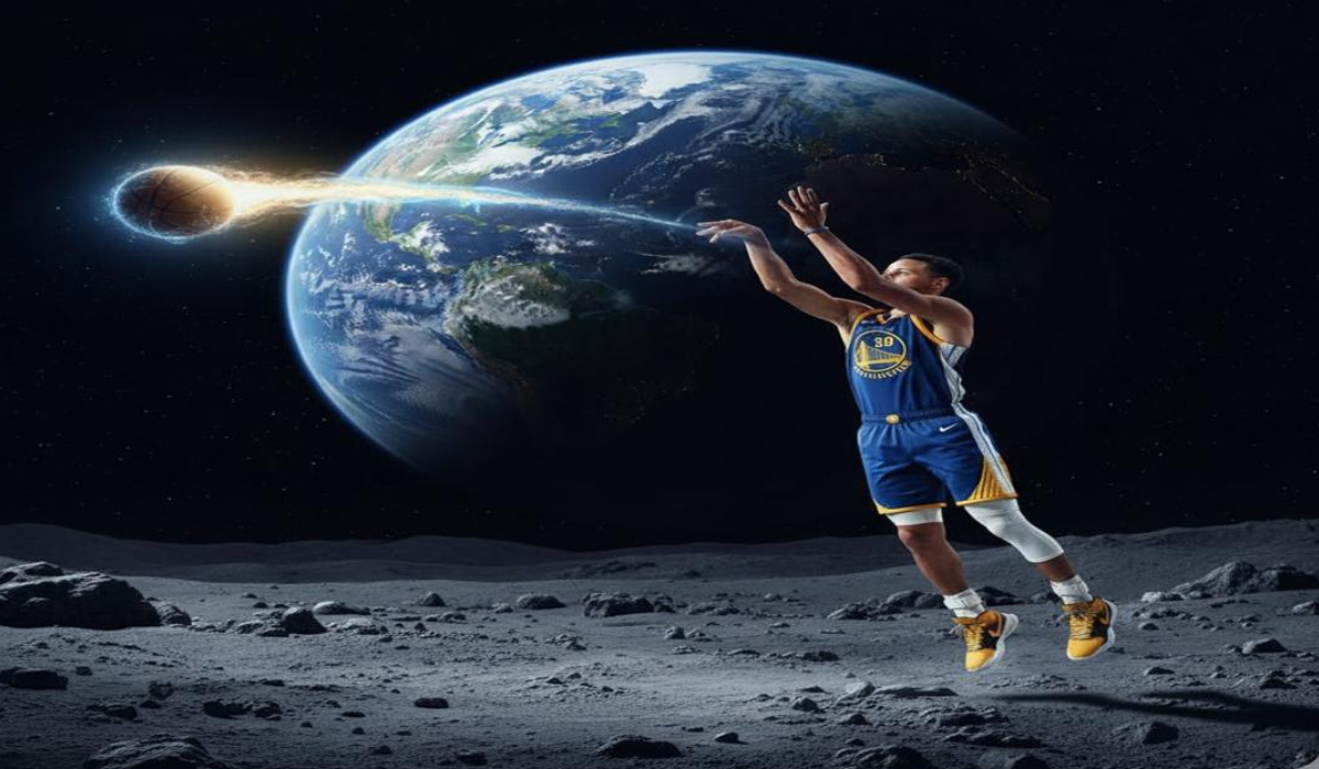 Steph Curry Shooting from the Moon